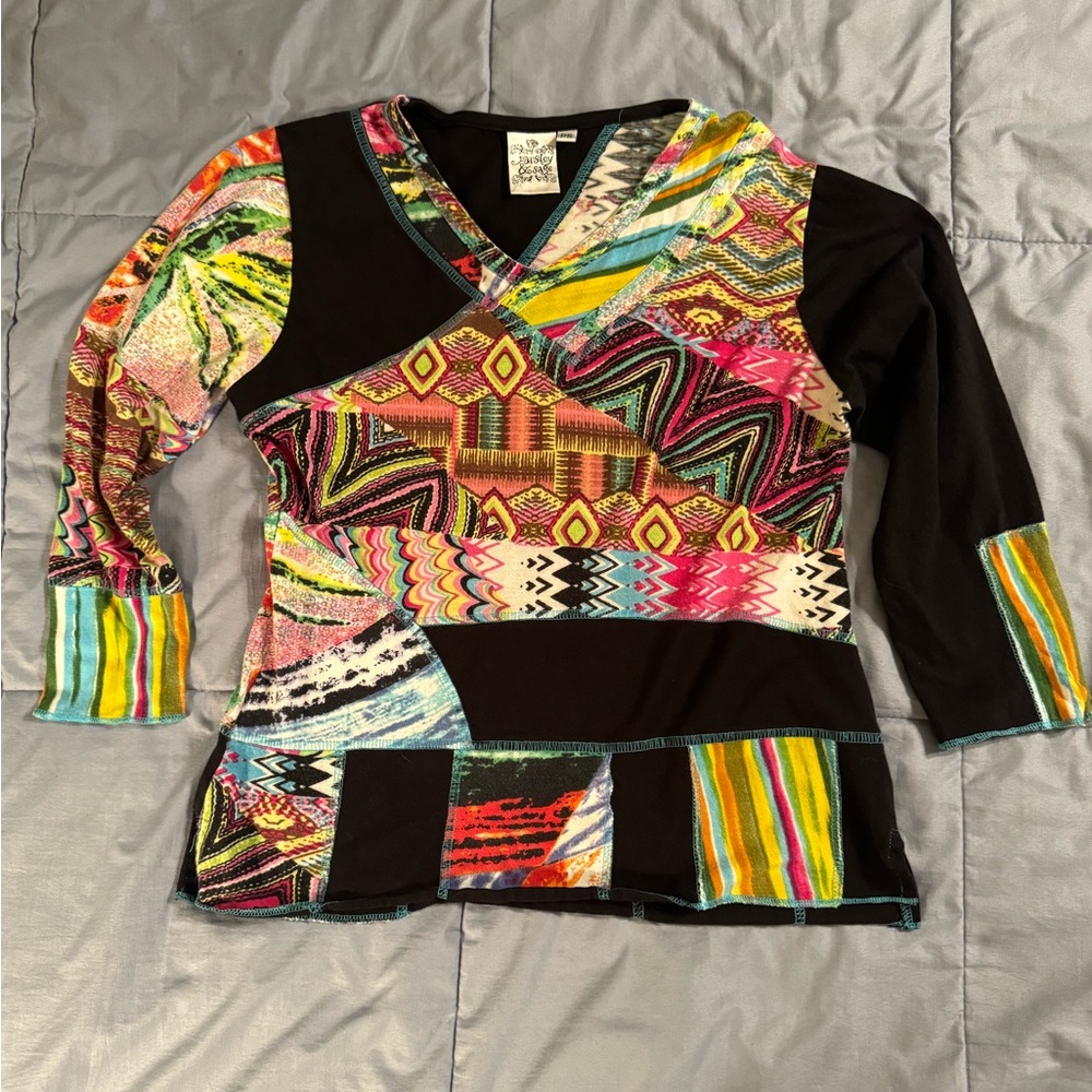 Parsley And Sage Boho Patchwork Top - image 1